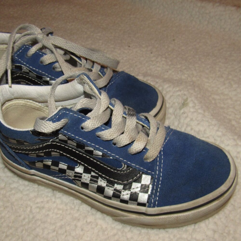 Vans Off the Wall Blue Checkered Shoes Size 12.5 US Kids